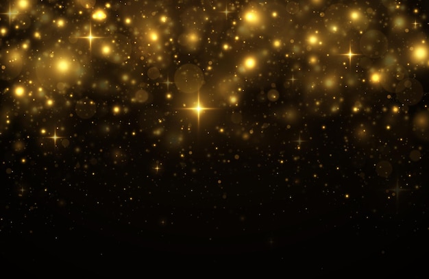 Festive golden luminous background with colorful lights bokeh.