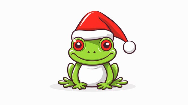 Vector festive happy frog in santas hat vector illustration