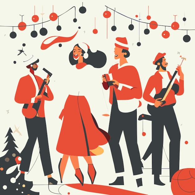 festive holiday celebrations with joyful atmosphere vector illustration flat 2