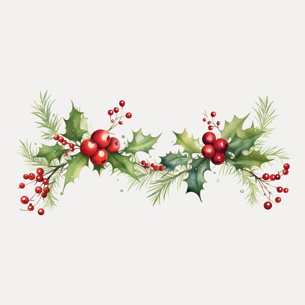 Vector festive holly christmas decoration