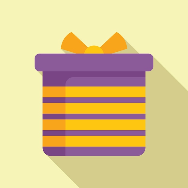 Festive item box icon flat vector Offer bow deal