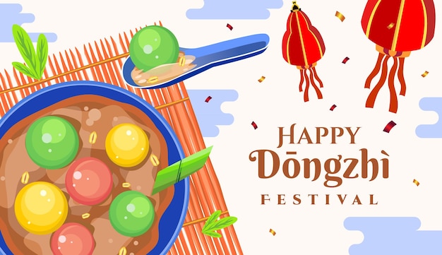 Festive long banner to celebrate Happy Dongzhi Festival