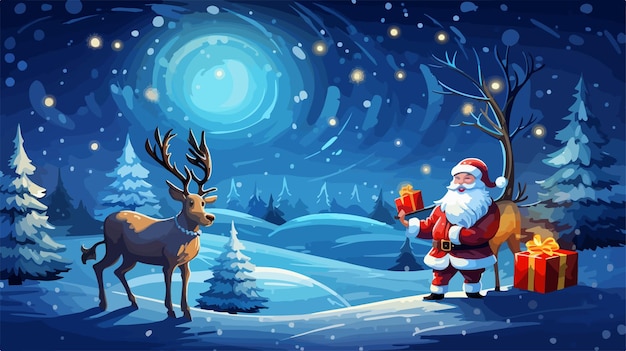 Vector festive merry christmas santa cosmos reindeer image