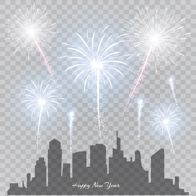 Festive patterned fireworks New Year and birthdays Vector illustration