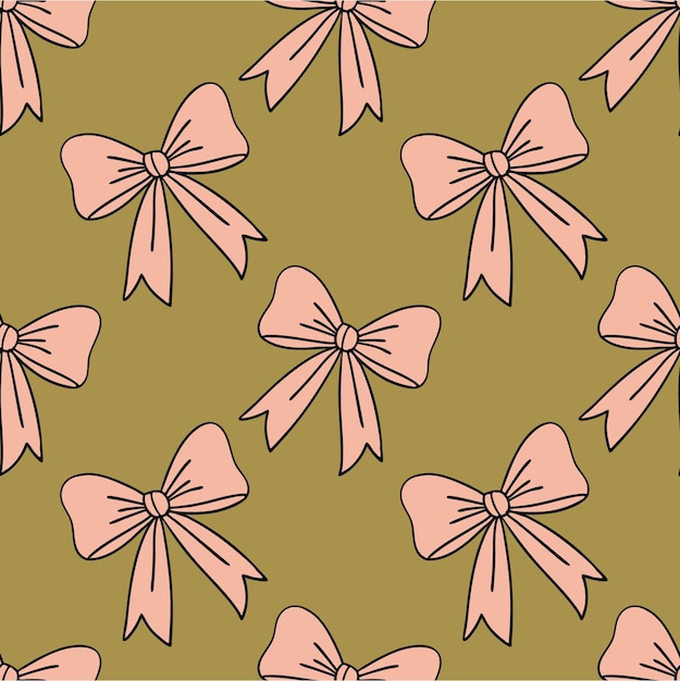 Vector festive pink bow seamless pattern on vintage background vector illustration design for fabric