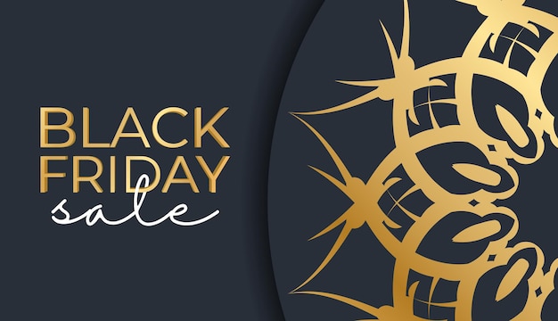 Festive Poster Sale Black Friday Dark Blue with Geometric Golden Pattern