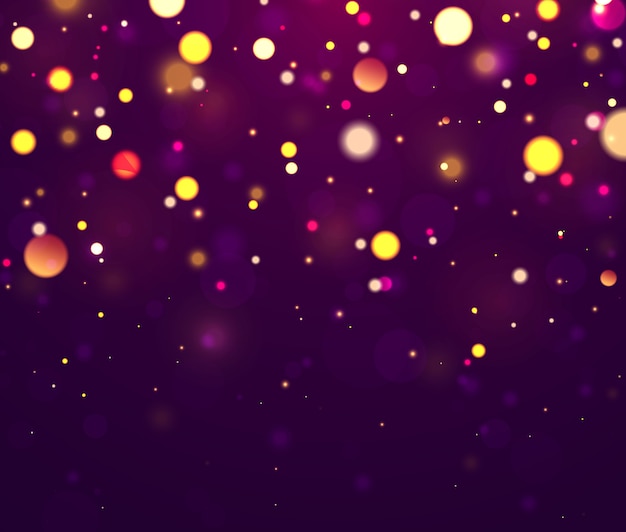 Festive purple and golden luminous lights bokeh.