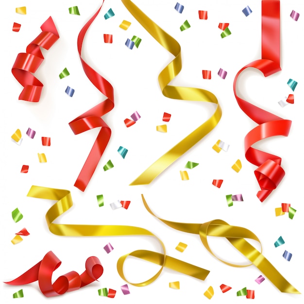 Festive ribbon, set of elements isolated