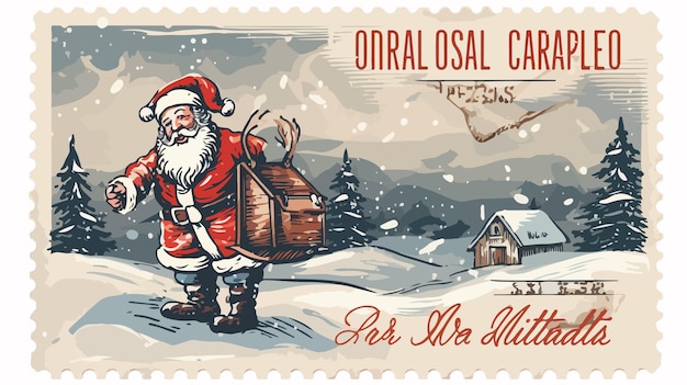 Vector festive santa claus christmas letter postage stamp postmark