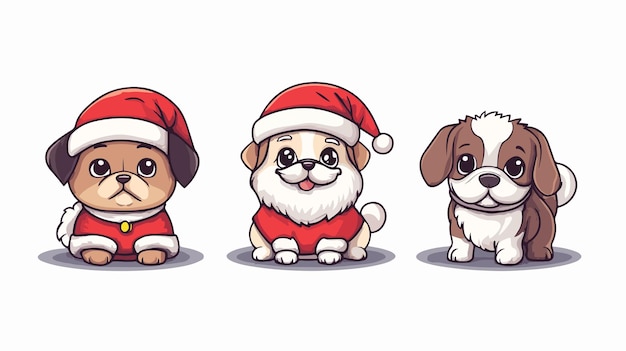 Vector festive santa claus dog cartoon clipart vector illustration