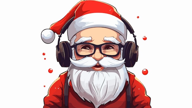 Vector festive santa claus poster with glasses and headphones