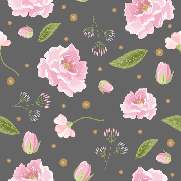 Festive seamless pattern with flowers