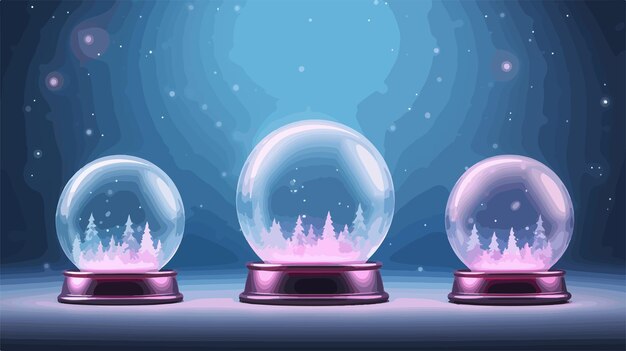 Vector festive snowy glass winter ball template with reflection christmas pod