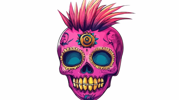 Festive Sugar Skull Vector Icon for Day of the Dead Celebration