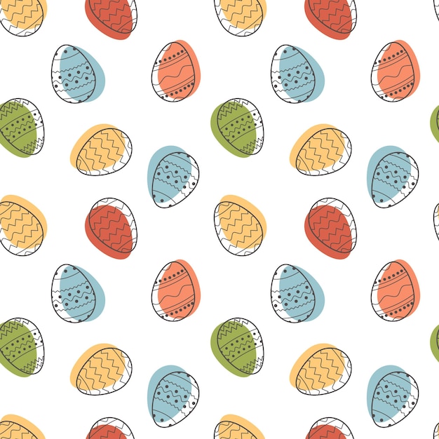 Festive trendy outlined geometric pattern with black line on Easter Eggs Flat Vector illustration