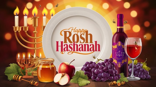 Vector festive and vibrant illustration celebrating rosh hashanah