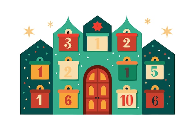 Festive village houses with numbers