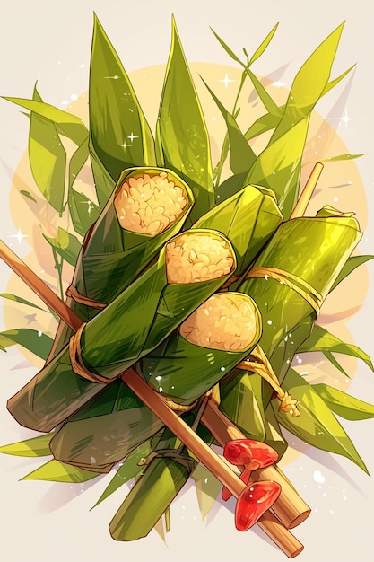 Festive zongzi rice dumplings for Dragon Boat Festival