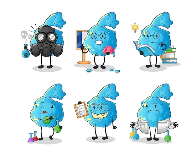 Fever compress scientist group character. cartoon mascot vector