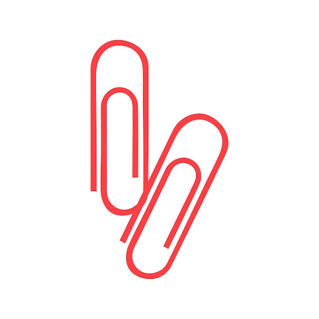 Few red paperclips illustration. Office element stationery and school supply. Paper clips