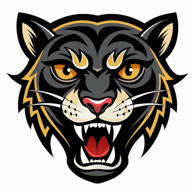 Fierce Black Jaguar logo Mascot Clipart illustration