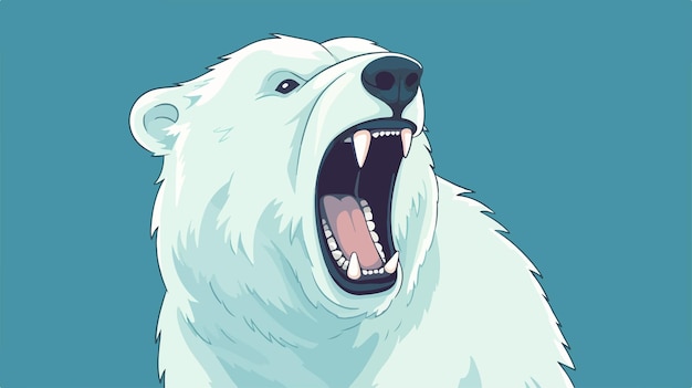 Vector fierce cartoon polar bear illustration angry arctic animal drawing