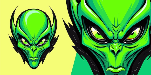 Fierce Green Alien Logo Mascot Illustration Vector Graphic for Sport and ESport Teams