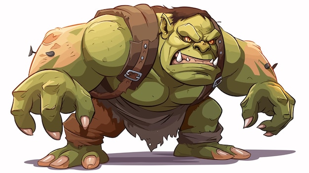 Vector fierce ogre beast down on the floor out of combat illustration