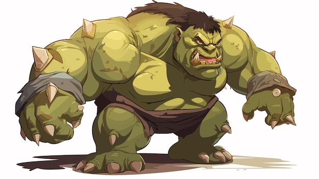 Fierce Ogre Beast Down on the Floor Out of Combat Illustration