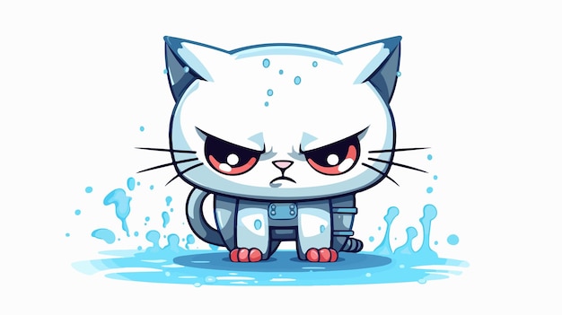 Fierce Robot Cat Cartoon Illustration