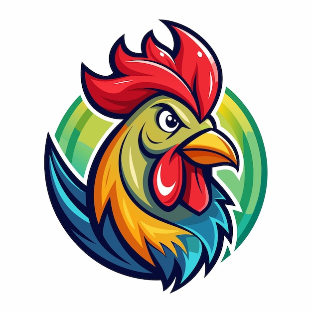 Fierce Rooster Logo Design Vibrant and Bold Avian Mascot Illustration