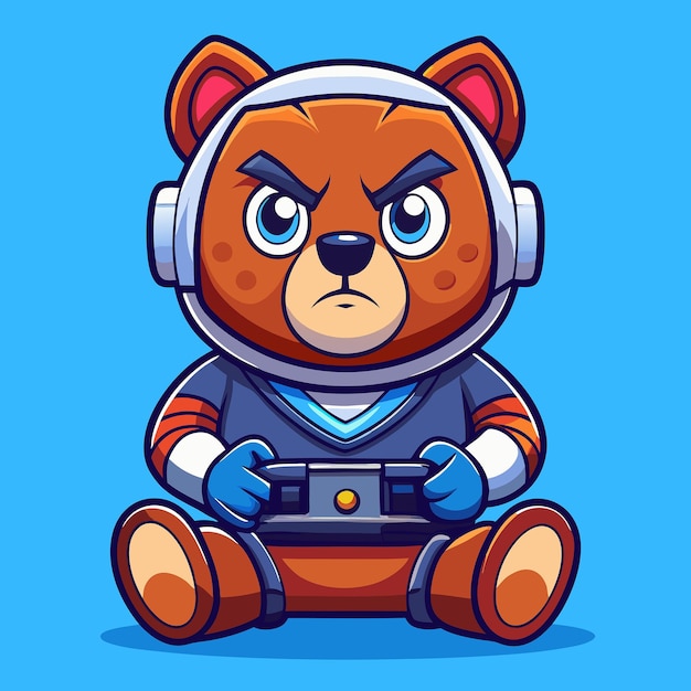 Vector fiery bear gamer an adorable and enraged gaming mascot vector illustration