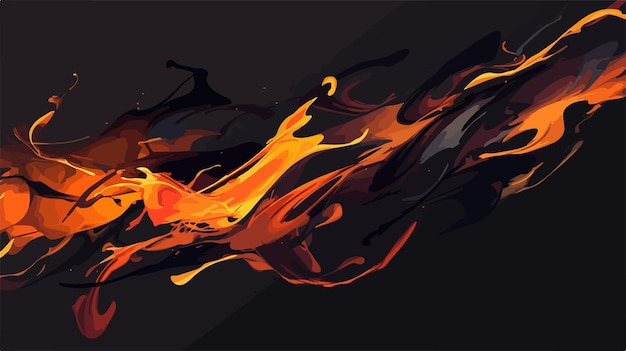 Vector fiery burning flame illustration on black background