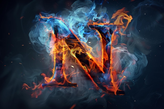 Vector fiery font for hot flame design letter n burning fire letter isolated on black background