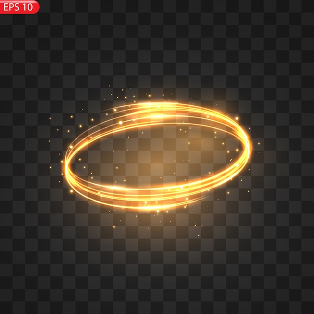 Fiery light circles glow effect sparkling golden glitter Fiery circles sparkling magical whirlwinds and light energy