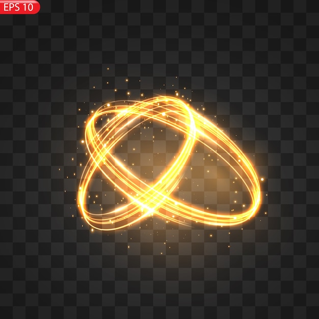 Fiery light circles glow effect sparkling golden glitter Fiery circles sparkling magical whirlwinds and light energy