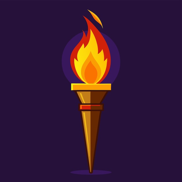 Vector fiery lit torch vector dynamic and bold design for adventure exploration and historical themes