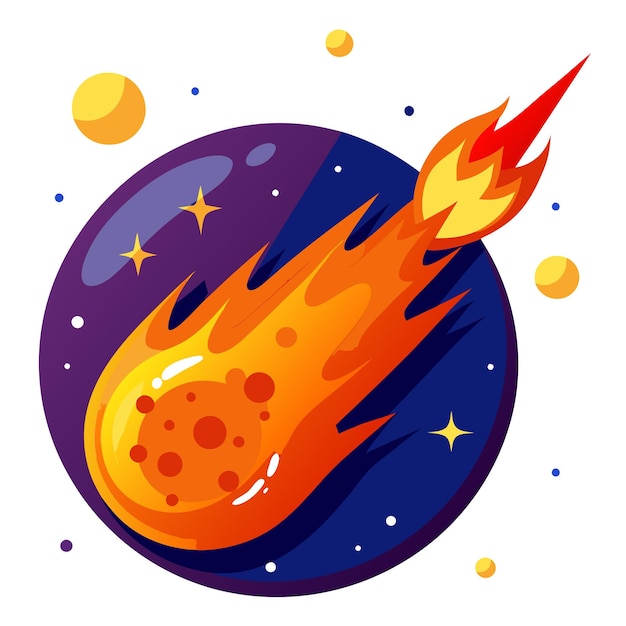 Fiery Meteor in Space vector design with a white background