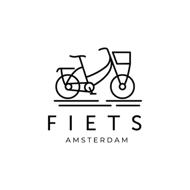 Fiets amsterdam line art logo vector illustration template design bicycle line art logo