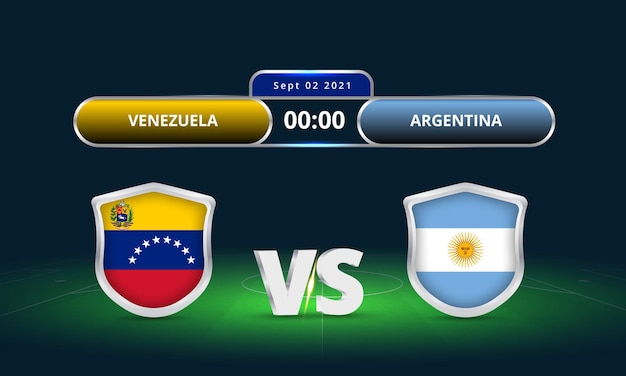 Fifa World cup 2022 Venezuela Vs Argentina  football match Scoreboard broadcast