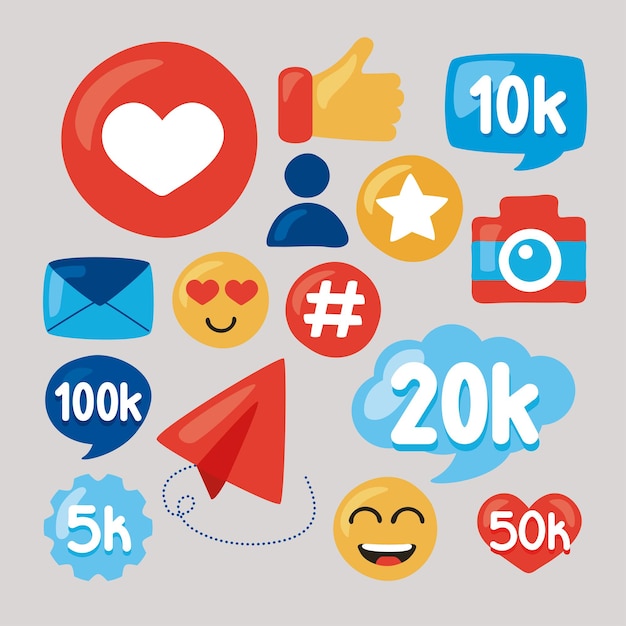 Fifteen social media followers set icons