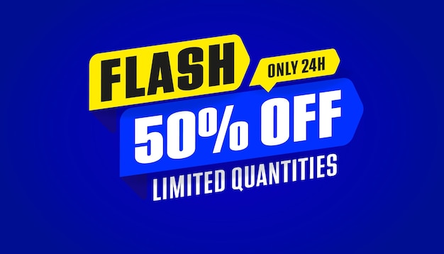 Fifty percent off flash sale special offer banner