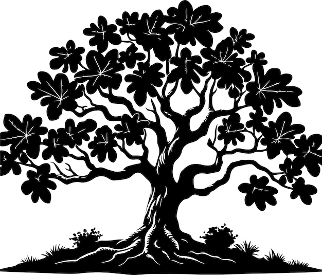 a fig tree vector black color silhouette