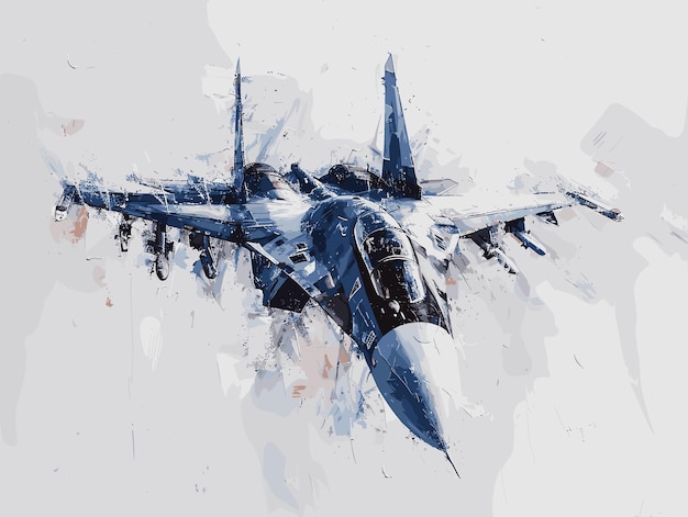 Vector fighter jet fighter on a grunge background airplane illustration