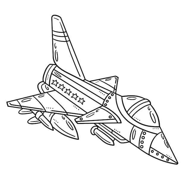 Fighter Jet Isolated Coloring Page for Kids