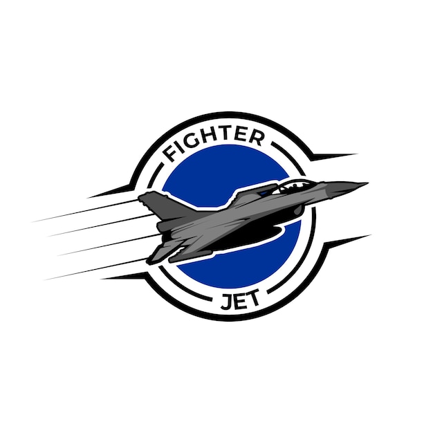 A fighter jet logo with the words fighter jet in the middle