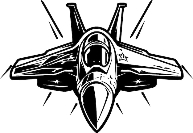 Vector fighter jet minimalist and flat logo vector illustration