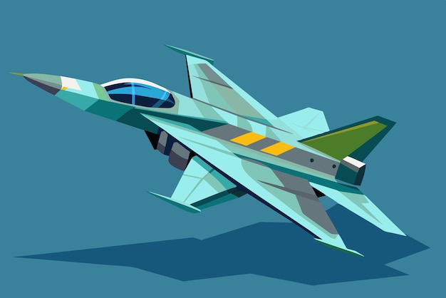 Vector the fighter jet soars gracefully through the sky its sharp lines and vivid colors emphasizing speed and agility capturing the essence of aerial prowess and innovation in design