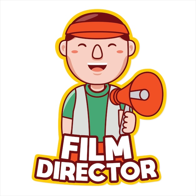 Fil Director Profession Mascot Logo Vector in Cartoon Style