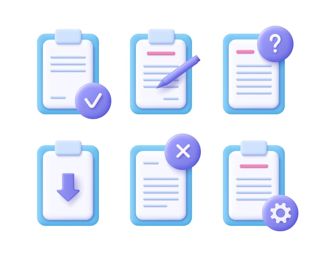 File document concept - realistic icon set. 3d   illustration.